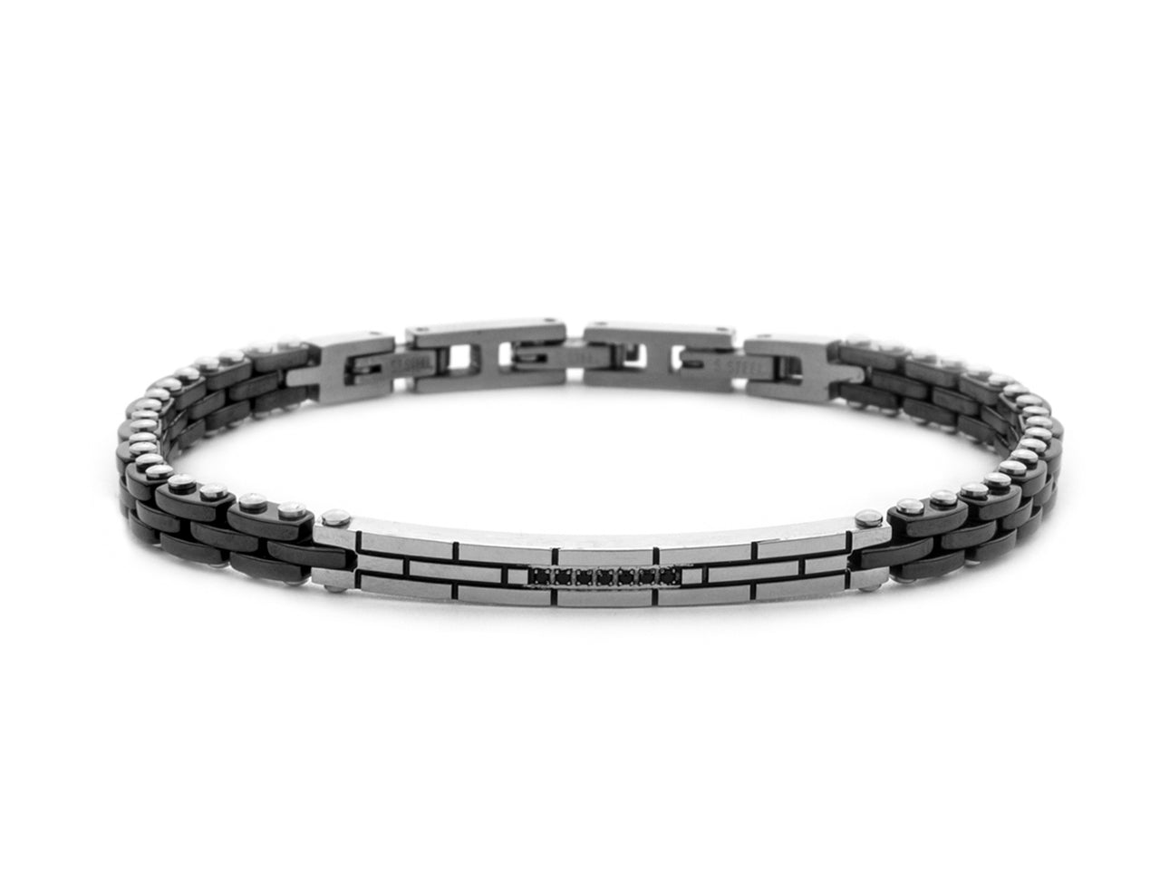 Bracciale Uomo 4US Cesare Paciotti Acciaio con centrale semirigido e zirconi 4UBR7832